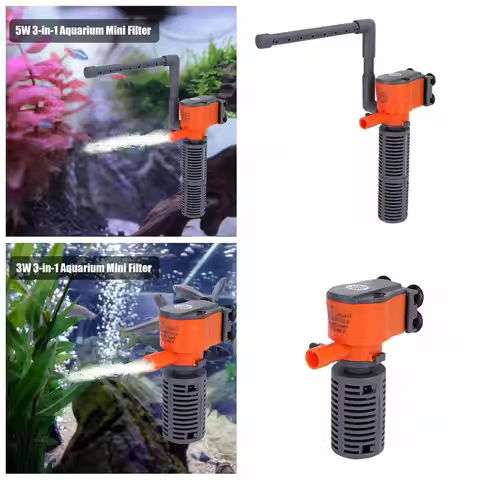 AC220-240V Fish Tank Filter 3-in-1 Aquarium Submersible Oxygen Air Pump Mini 3W/5W Water Pump for Sm
