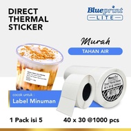 Blueprint Lite Direct Thermal Sticker 40 x 30 mm Sticker Packaging 40x30 contains 1000 labels