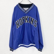 90年代古著Champion尼龍套頭夾克，復古藍色，M碼