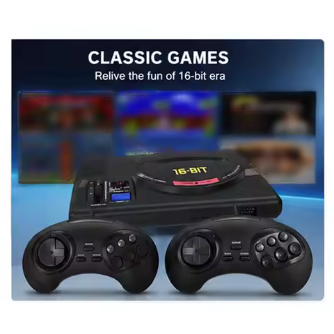 High Definition TV Output 16 Bit Video Game Console For SEGA Mega Drive With Wireless Controllers -R