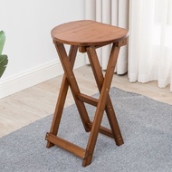 ST-🚤Foldable Stool High Stool High Stool Portable Outdoor Stool Small Stool Household Solid Wood Folding Chair Bar Stool