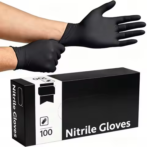 30/60/100PCS Disposable Black Nitrile Gloves Cleaning Hairdressing Disposable Nitrile Gloves Washing
