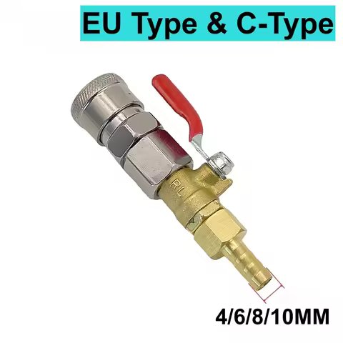 Europe Type/ C-Type Air Hose Quick Connector Fitting With Valve Switch on/off Barb Tail Pneumatic SH