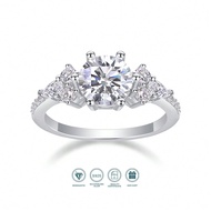 1pc 2 Carat Moissanite Trilogy Engagement/Wedding Ring, Elegant Modern 925 Sterling Silver 18K Gold