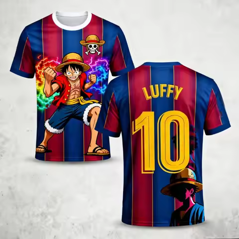 2026 Summer One Piece Luffy Retro 3D Print T-Shirt Sports Quick-Dry Short Sleeve Tee for Adults & Ki