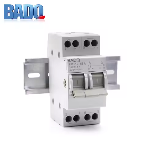 2P 63A Manual Transfer Switch, Dual Power Changeover Isolator with Mechanical Interlock for DIN Rail