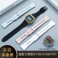 Men's and women's quick release silicone watch strap compatible with Casio block small gold watch F9
