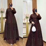 Fitri Mahogany Brocade Party Dress 2025 Ceruty Babydoll Mix Brocade Luxury Elegant Wedding Dress