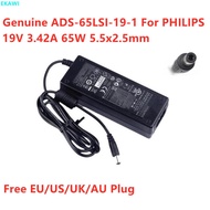 Genuine ADS-65LSI-19-1 19065G ADPC1965 65W Charger 19V 3.42A AC Adapter For PHILIPS S220E2A 247E4QSD