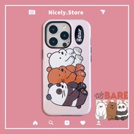 Cute 2 in 1 We Bare Bears Hard PC Phone Case Compatible for iPhone 15 14 13 12 Pro Max 11 Anti-scratch Dirt Resistant Back Cover Mobile Casing