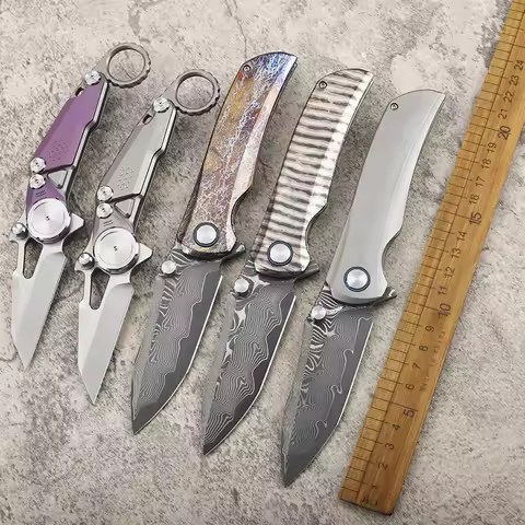 New Damascus steel and M390 steel sheet household titanium alloy handle wilderness survival self-def