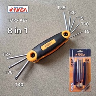 KUNCI L LIPAT BINTANG SET 8PC NASA BAHAN CHROME VANADIUM SATIN ALAT PERKAKAS MURAH BERKUALITAS 7675