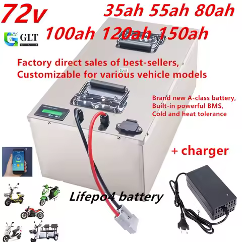 Battery Lithium 72V 100AH 72V 35AH 55AH 80AH 100AH 150Ah Lithium Ion Battery 100A BMS for 7000W-1000