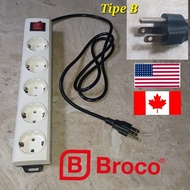 AEBRAND 3-Prong Travel Plug USA CANADA 3/4/5 Holes Broco Switch On/Off - USA & CANADA Travel Plug 2/