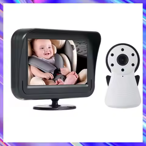 A24U Night Vision 4.3 Inch Car Baby Monitor With Audio Talk And Temperature Sensing For Secure Monit