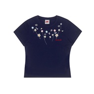 F426 | เสื้อยืดแขนสั้นสไตล์จีน ดีไซน์ใหม่ฤดูร้อน พร้อมลายปักดอกไม้ 3D และสร้อยคอ