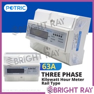 POTRIC Three Phase Kilowatt Hour Meter Rail Type PTS Series 3Phase Digital Sub-Meter 3 Phase 4P KWh 