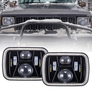 OVOVS 7x6 5x7" LED Headlight with Halo 7" Rectangular Projector Square Headlamp for Cherokee XJ