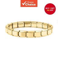 Gold-colored Italian stretch bracelet, 9mm wide, stainless steel jewelry for women, DIY charm.  Gela