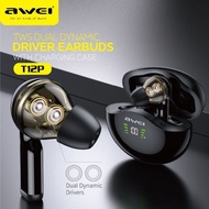 Awei T12P TWS Earphone Dual Dynamic Driver Wireless Bluetooth Headset