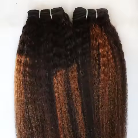 Highlight Blonde Color 1B/30 Brazilian Virgin Human Hair Bundles Weft Kinky Straight Ombre Hair Weav