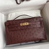 Ostrich HM Pochette Brown GHW