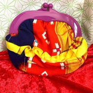 Japanese Pattern Kiss-Lock Wallet Kiss-Lock Pouch Cosmetic Small Item Holder Hand-Drawn Ribbon Frill