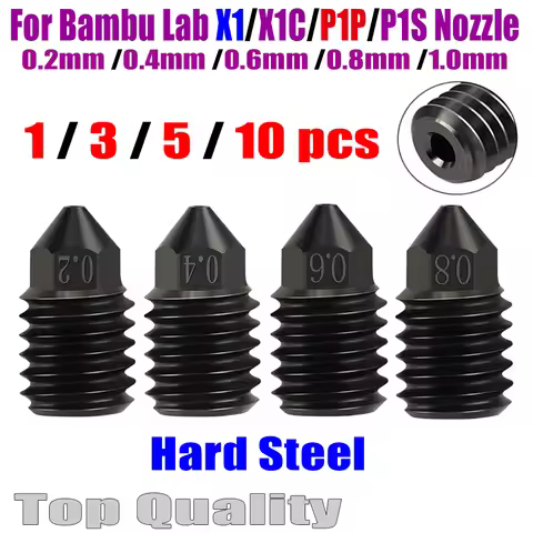 For Bambulab X1 x1c p1p P1S Nozzle Hardened Steel 0.2 0.4 0.6 0.8 1.0mm Nozzles For Bambu Lab Upgrad