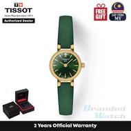 [Official Warranty] Tissot T140.009.36.091.00 Women's Lovely Round Green Dial Leather Strap Watch T1400093609100