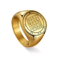 Dawapara Seal Of Solomon Viking Rings For Men Talisman Amulet Punk Ring Golden Stainless Steel Jewel