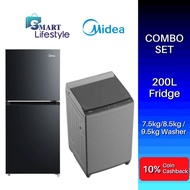 [COMBO SET] Midea 2 Door Fridge (200L/240L/280L) + Midea Fully Auto Top Load Washer (7.5KG/8.5KG/9.5