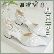 GIÀY CƯỚI 3P KẾT CHÙM HOA LAM TINH - GC03002