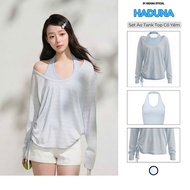 Set Tank Top with Camisole Collar and Off-the-Shoulder Long-Sleeved Paper T-shirt AK047