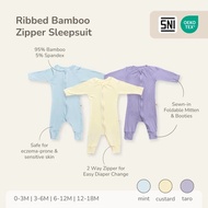 Giggles - Ribbed Bamboo Zipper Sleepsuit | Petit Beary | Children's pajamas