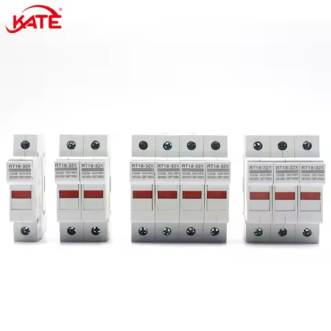 1P 2P 3P 4P DIN Rail Fuse Base RT18-32 Solar DC500V 1A 2A 3A 4A 5A 6A 8A 10A 16A 20A 25A 32A For 10X