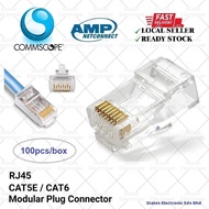 100PCS Commscope AMP Tyco RJ45 CAT5E CAT6 8P8C Modular Plug Network Connector - CAT5E/8P8C OR CAT-6/