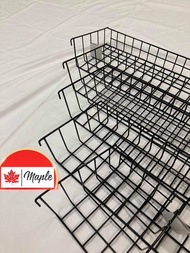 (MAPLE SHOP) Black/White Mini Wire Grid Hanging Basket White Coating wire mesh Basket open basket Flower Pot Hanging Wire Basket Maple Shop (2PCS)