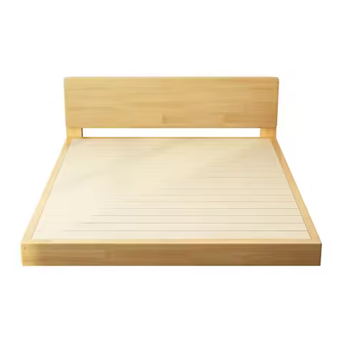 Nordic Full Solid Wood Double Tatami Floor Bed Frame Children Single Short Bed Japanese Modern Simpl