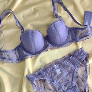 内衣套装Thin Soft Underwire Anti-sagging Bra Set for Large Busts, Plus Size D Cup Lace Sexy Lingerie for
