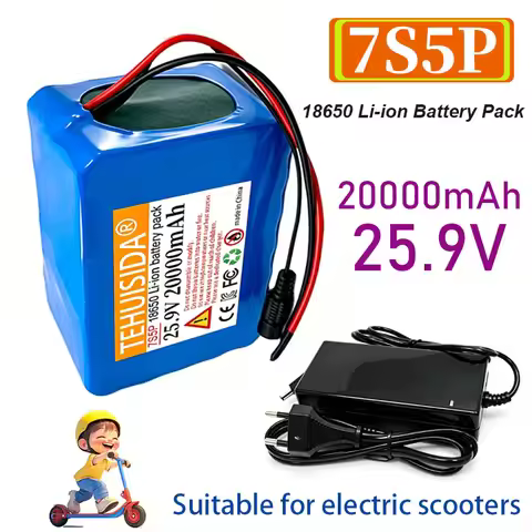 7S5P 25.9V 20000mAh Battery Pack 500W 24V 20Ah Electric Scooters 18650 Lithium-ion Battery Built-in 