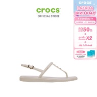 CROCS รองเท้าแตะผู้หญิง MIAMI STUDDED THONG FLIP รุ่น 211495-0LL - ALMOND TINT
