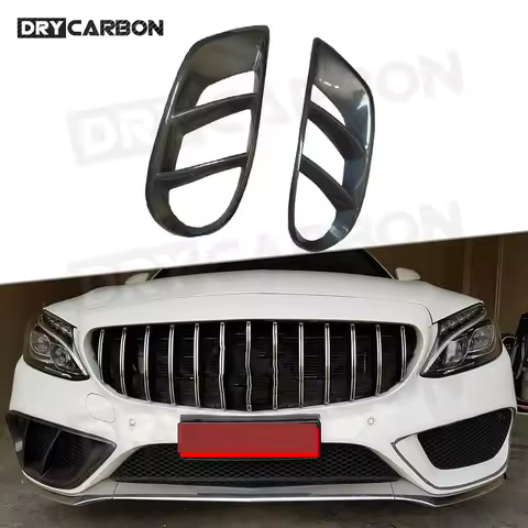 For C Class Carbon Fiber Front Bumper Air Vent Cover Trim for Benz W205 C43 AMG C200 Sport 15-2018 F