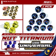1 PCS Nut TITANIUM / GOLD Universal Use M8 M10 M12 End Cover Nut Skru Nut Shaft Sprocket Bolt Screw 