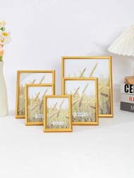 1 件金色木塑現代簡約風格半圓形相框(帶相紙),適合牆壁裝飾或桌面展示,適合家庭、臥室、餐廳、客廳(相紙隨機發貨)
