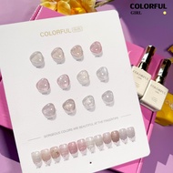 【พร้อมส่ง】 สีทาเล็บเจล Colorful girl  สี（ Colorful girl ) สีเจล สีเจลแฟลช 12สี สีเจลแฟลช   แถม ชาร์ท