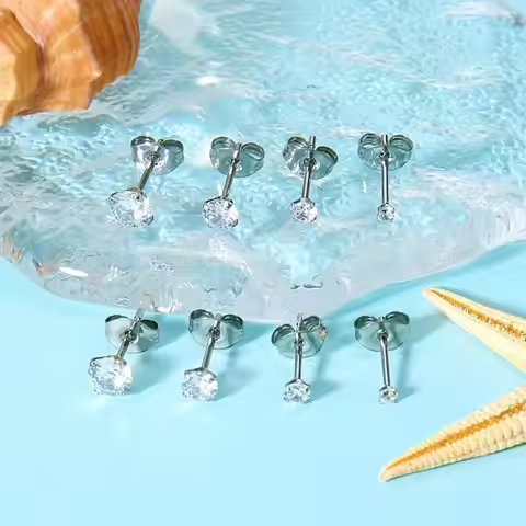 1Pairs Simple Style Titanium Stud Earrings Sensitive Hypoallergenic Implant Grade Pure Earring With