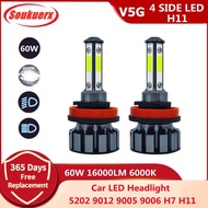 2PCS H11 Led Headlight 60W 16000LM 6000K COB Car LED Headlight Bulb 9005 HB3 9006 H7  Car Light Auto