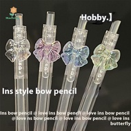 LILY 1/4PCS 0.5/0.7mm 2B Refill Cute Automatic Pencils Kawaii Transparent Color Bowknot Mechanical P