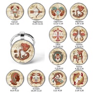 NEW STYLE 2023 12 Constellation Pisces Aries Taurus Leo Pendant Jewelry Zodiac Sign Key Chain Keyrin