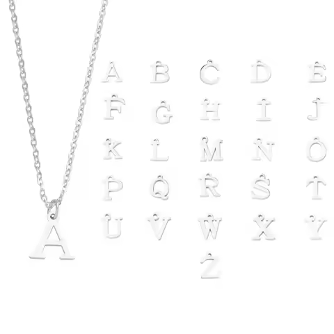 1pcs Mirror Polished Stainless Steel Initial Necklace A-Z Custom Letter Name Pendant Jewelry 26 Lett